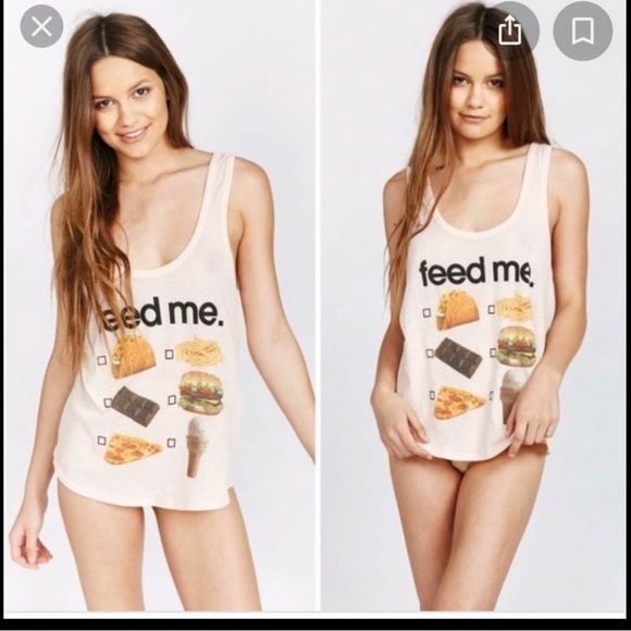 WILDFOX Feed Me Foodie Graphic Tank Top Pink Women’s Size Small/XS Brand New - Picture 2 of 11